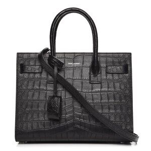 Calfskin Crocodile Embossed Baby Sac De Jour Black